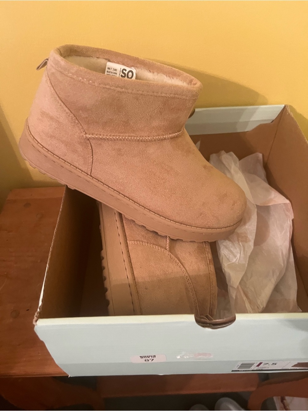 SO Tan Suede-Look Women's Ankle Booties